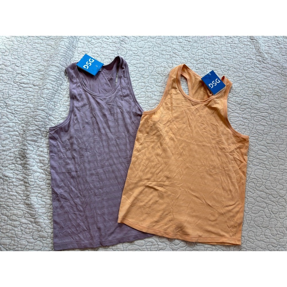 DSG Girls Movement Seamless Mesh Tank Top 2 Pack Aged Lavender Orange Size Large